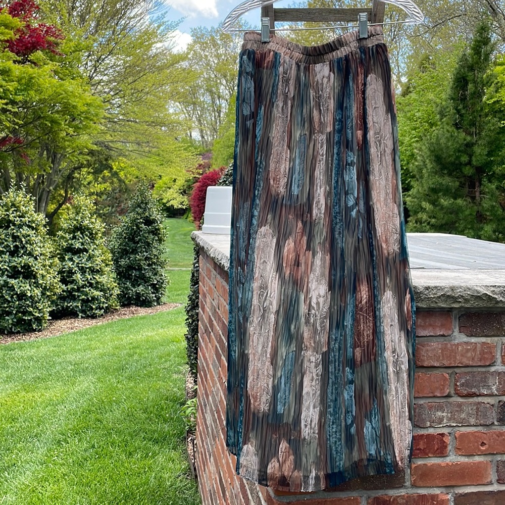 Tan Pleated Maxi Skirt for Resort Wear